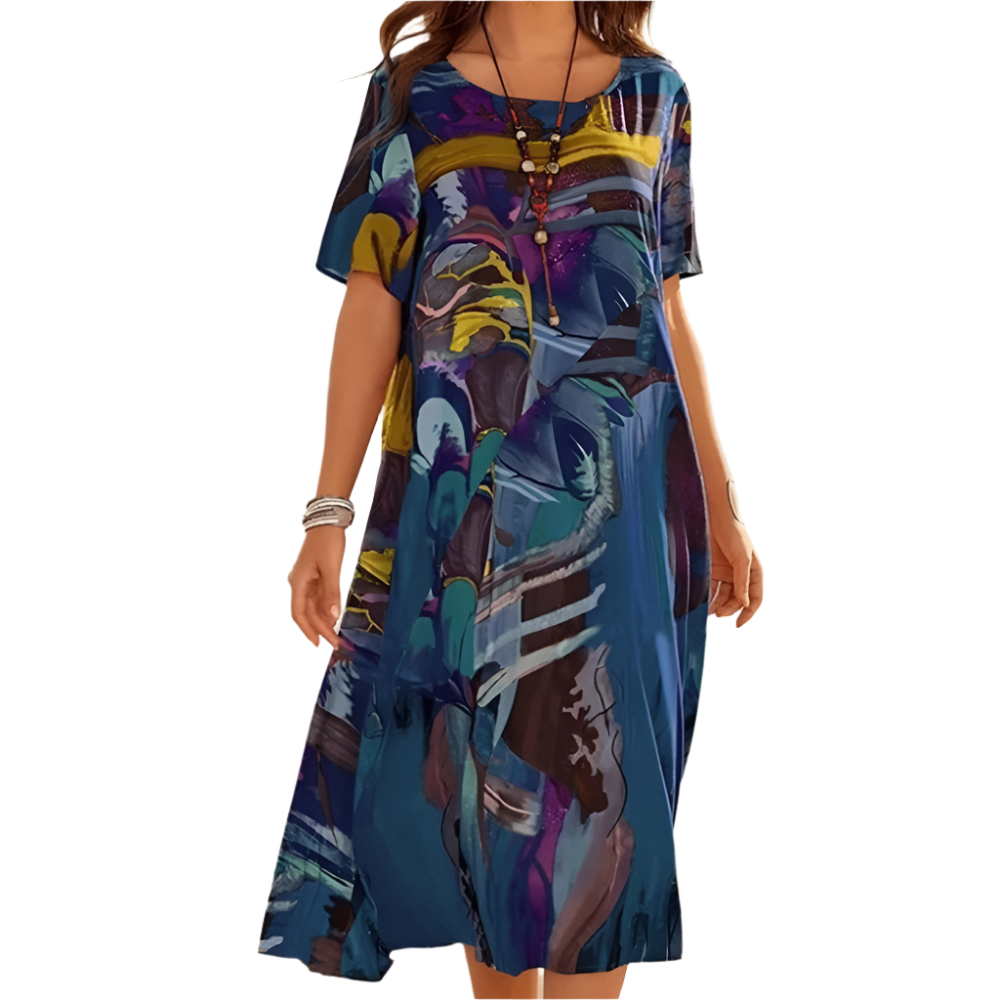 Cleo - Robe imprimée confortable pour femmes Bleu