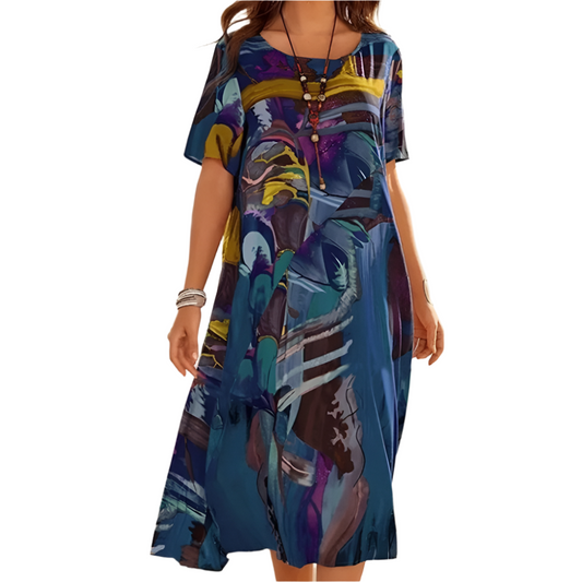 Cleo - Robe imprimée confortable pour femmes Bleu