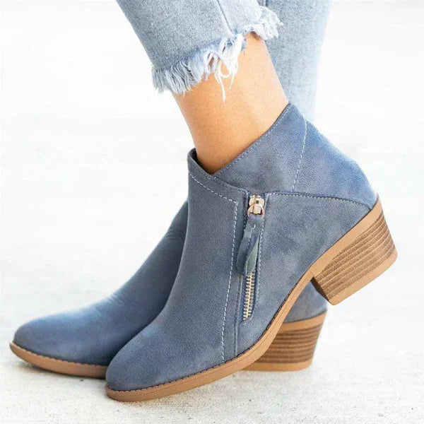 Nova - Bottes orthopédiques en cuir véritable pour femmes, confort et style assurés Bleu