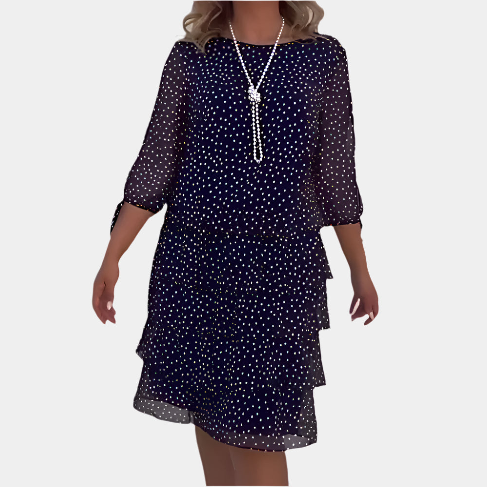 Kiera - Robe à pois élégante pour femme Bleu Marine