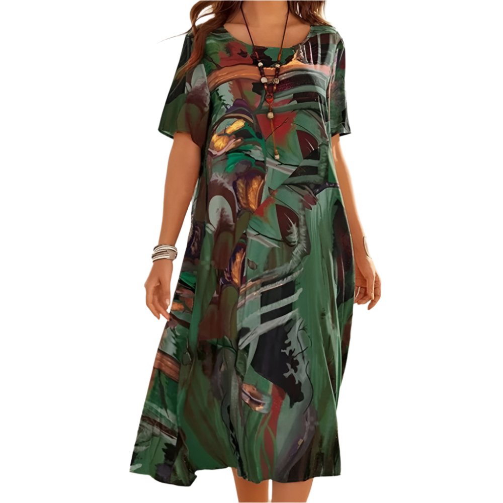 Cleo - Robe imprimée confortable pour femmes Vert