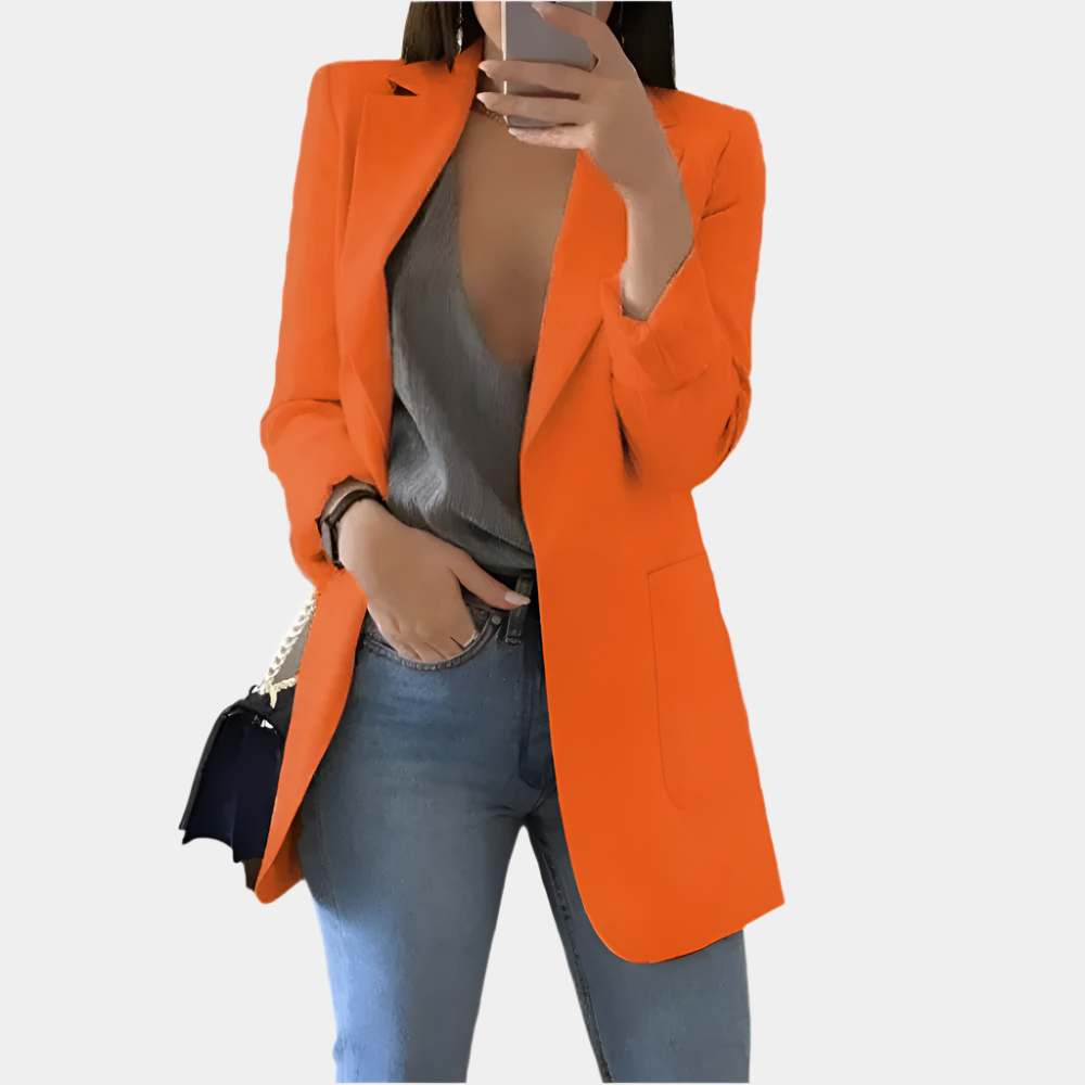 Shea - Élégant blazer long pour femmes Orange