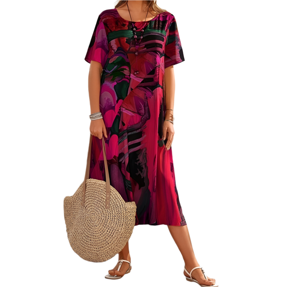 Cleo - Robe imprimée confortable pour femmes Rouge