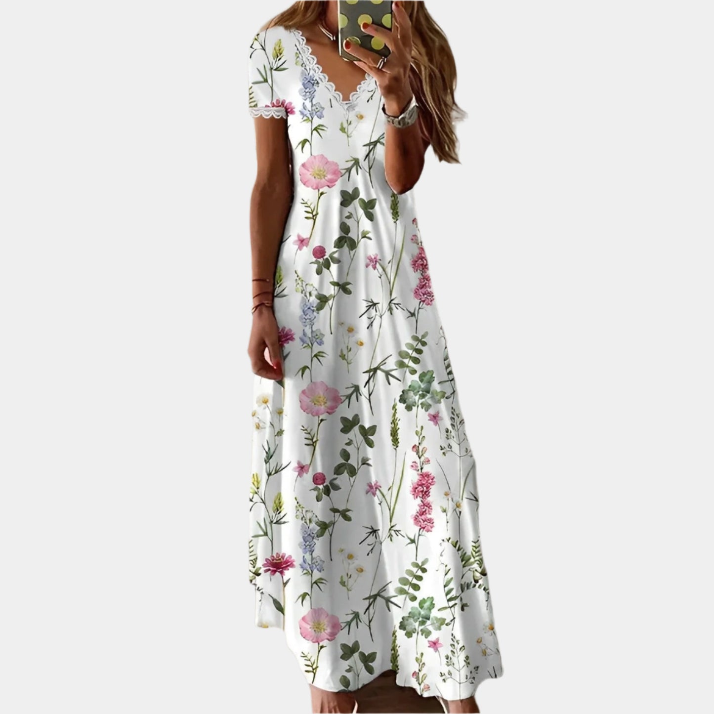 Violet - Robe florale élégante et stylée pour femmes Blanc