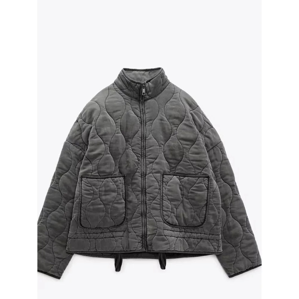 Lyra - Veste Matelassée Élégante pour Femmes, Chaude et Confortable Gris