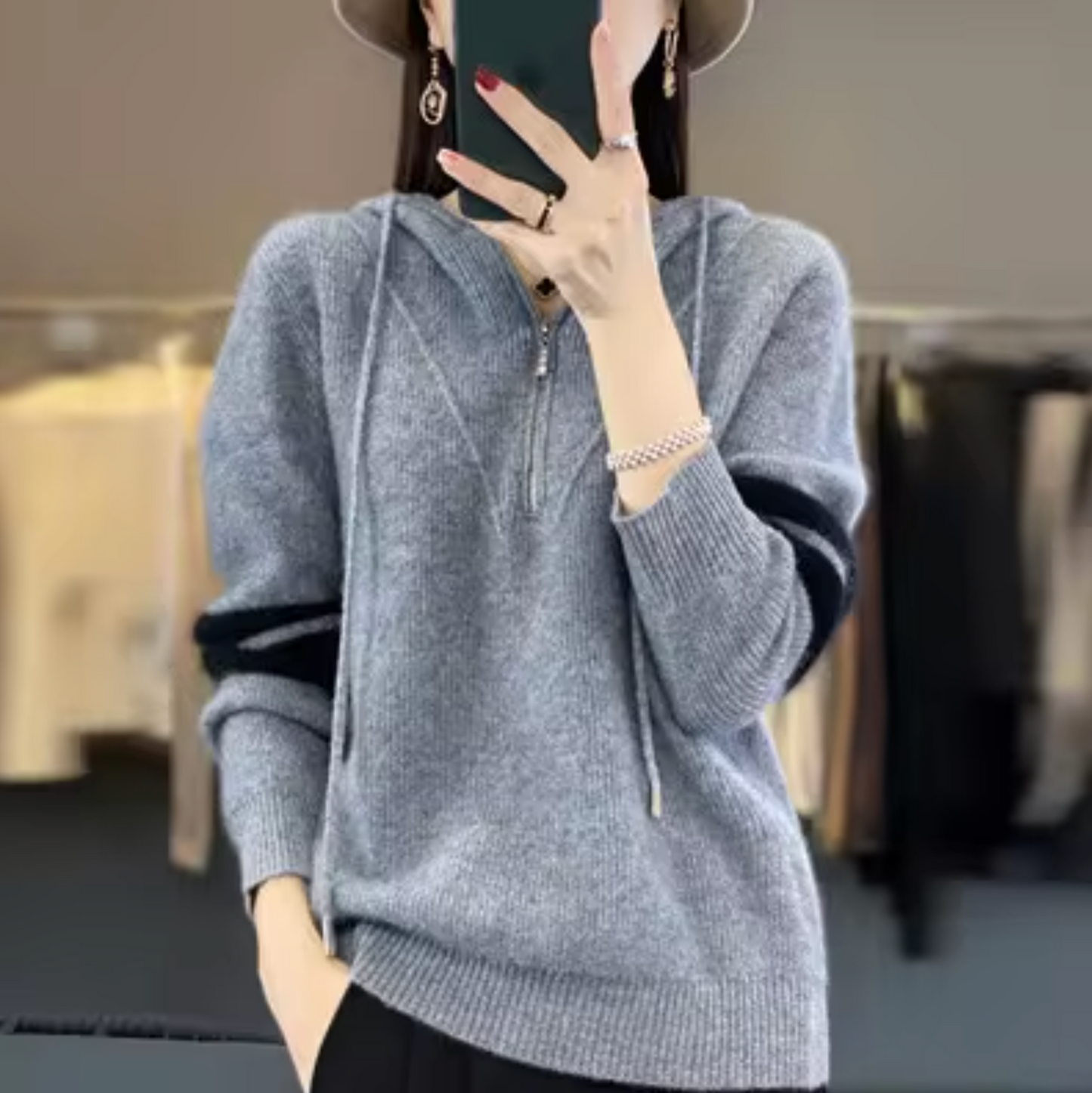 Noa - Pull ultra-doux à col rond, chaud et stylé pour l’hiver Gris