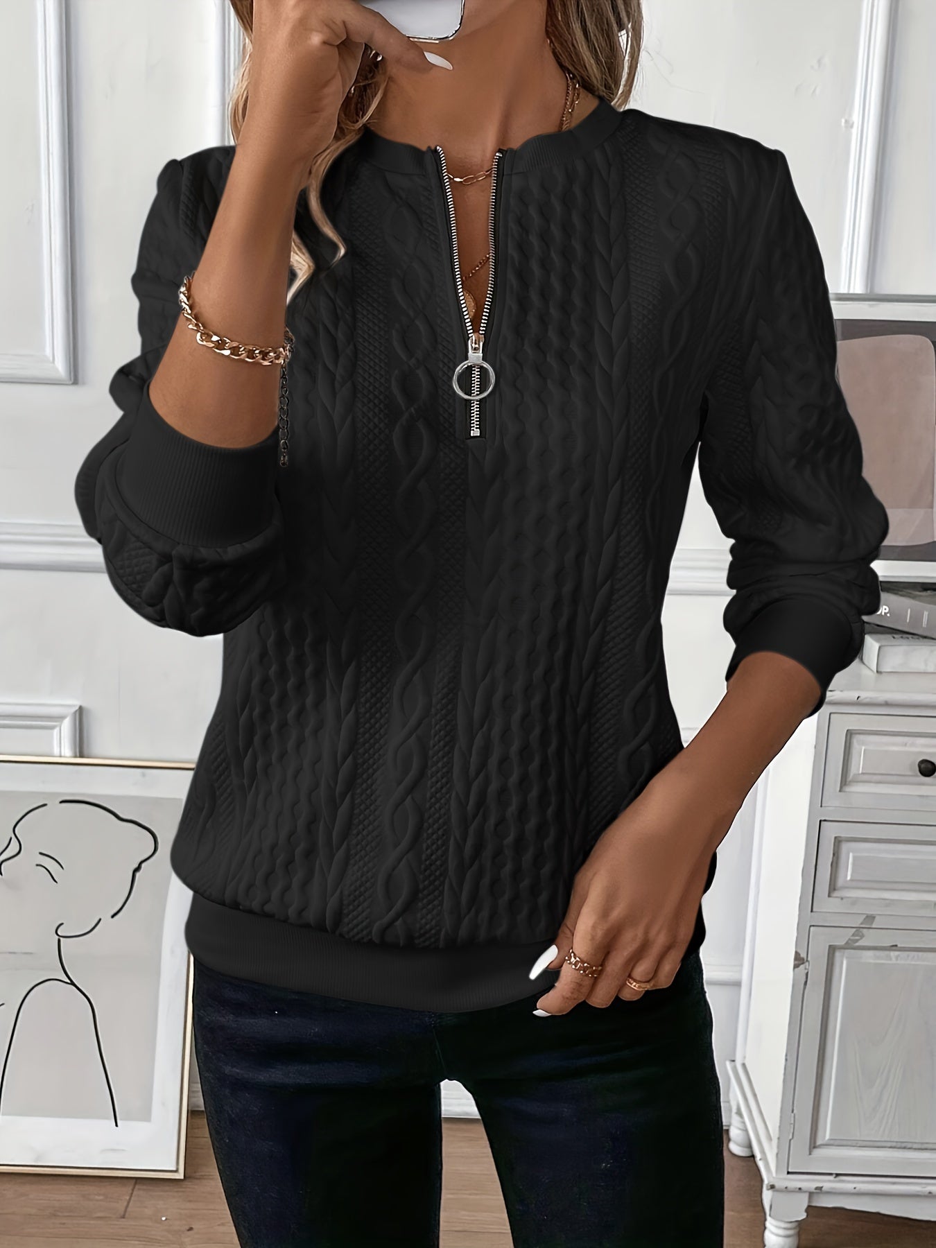 Luna – Pull en maille élégant pour femmes Noir
