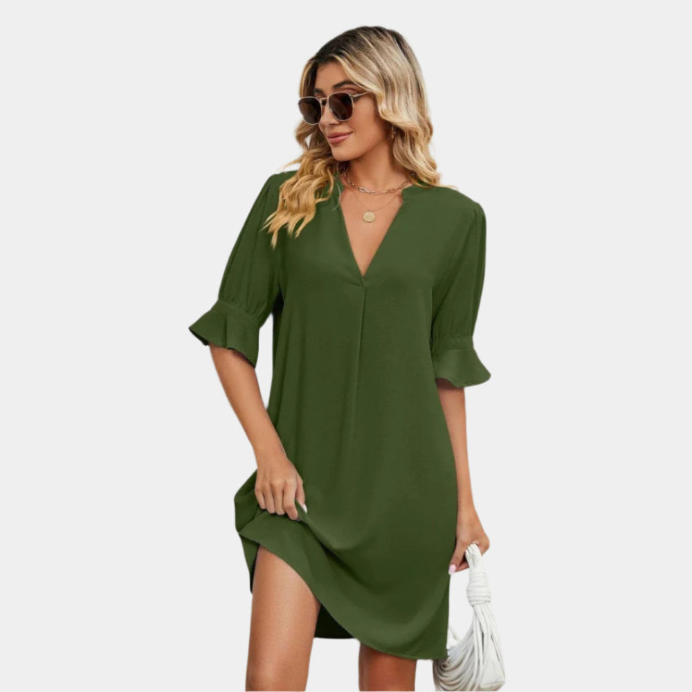 Alyssa - Robe élégante à col en V pour femmes Vert