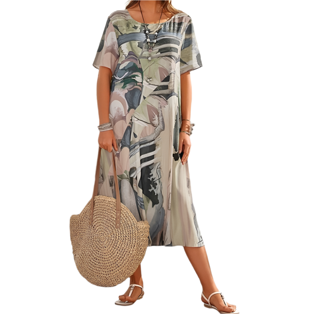 Cleo - Robe imprimée confortable pour femmes Gris