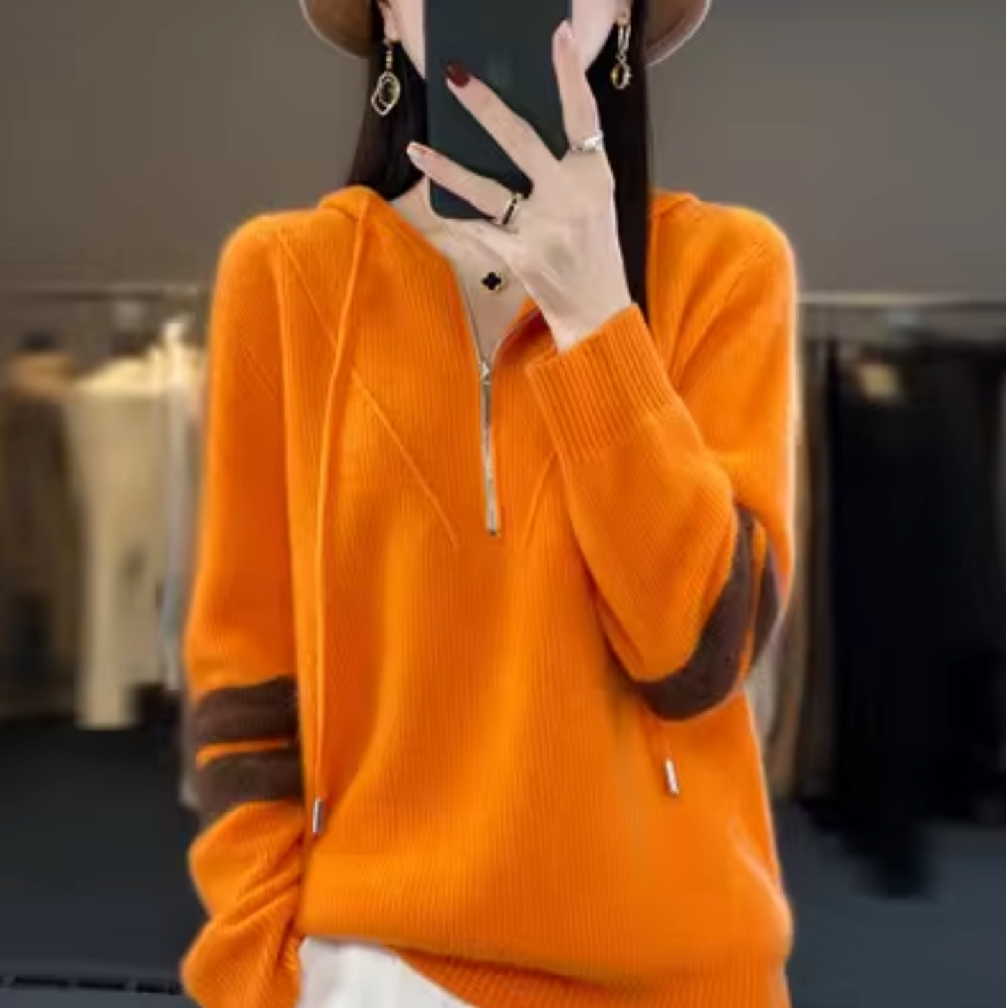 Noa - Pull ultra-doux à col rond, chaud et stylé pour l’hiver Orange