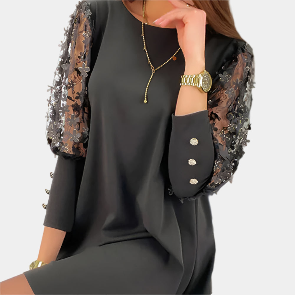 Brenna - Robe élégante et intemporelle pour femme Noir