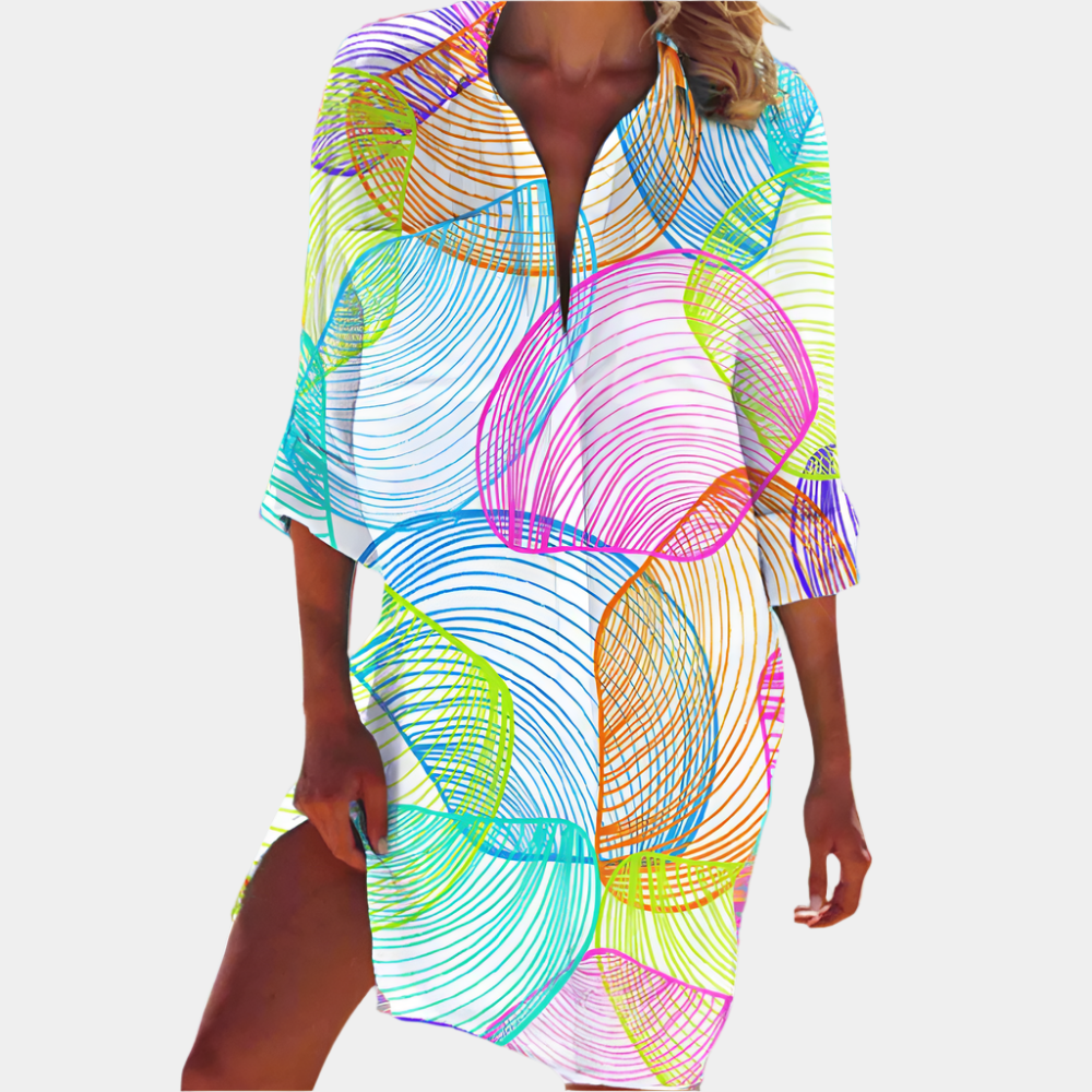Lia - Robe élégante et premium pour femme Coquillage Arc-en-ciel