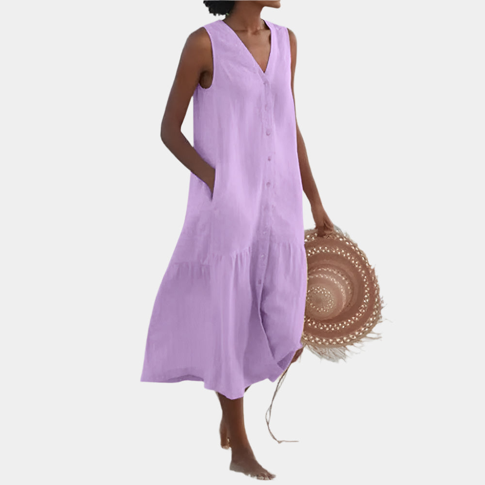 Abrielle - Robe élégante à col en V pour femmes Pourpre