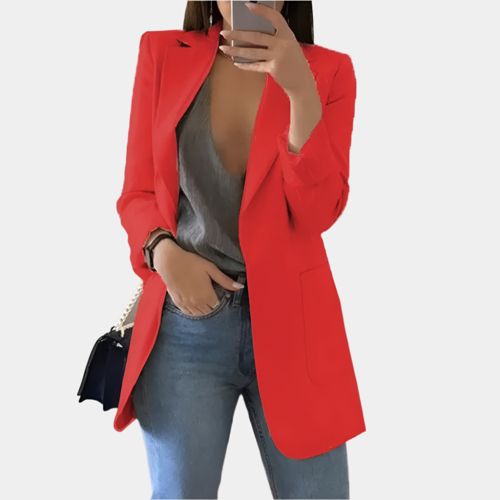 Shea - Élégant blazer long pour femmes Rouge
