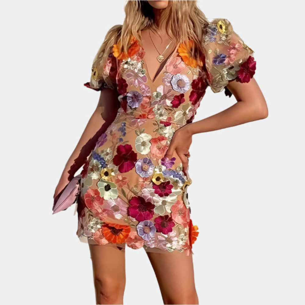 Mariella - Mini robe élégante à fleurs pour femmes Multicolore