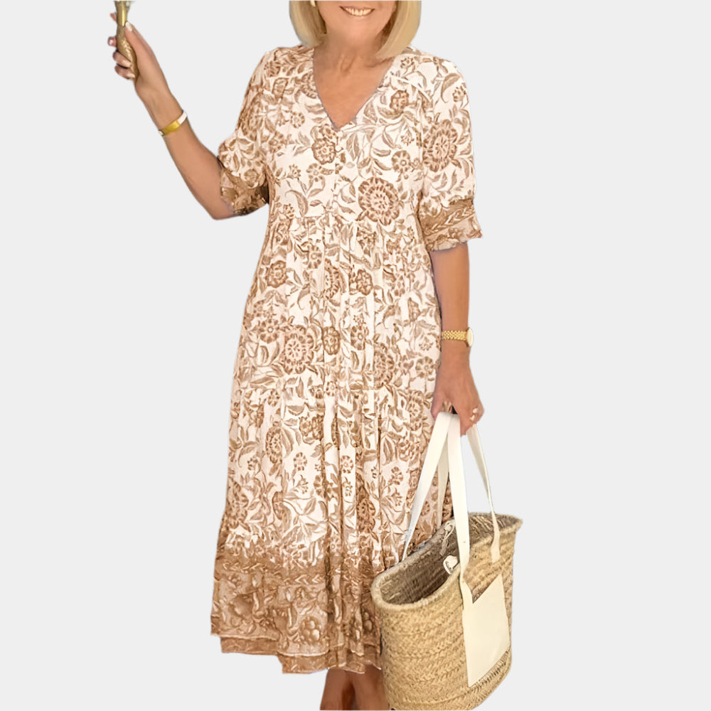 Tonisha - Robe florale élégante pour femme Kaki