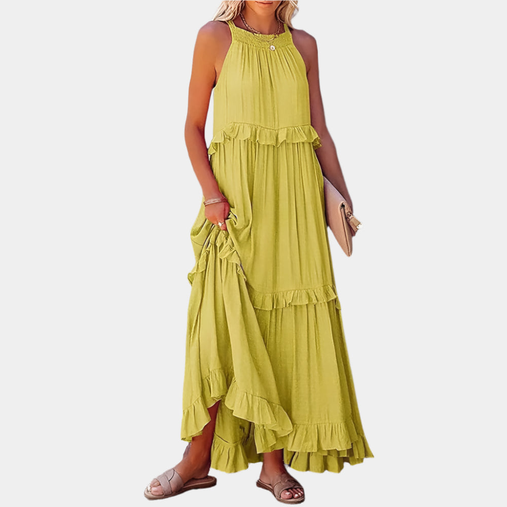 Vina - Robe longue élégante pour femmes Jaune