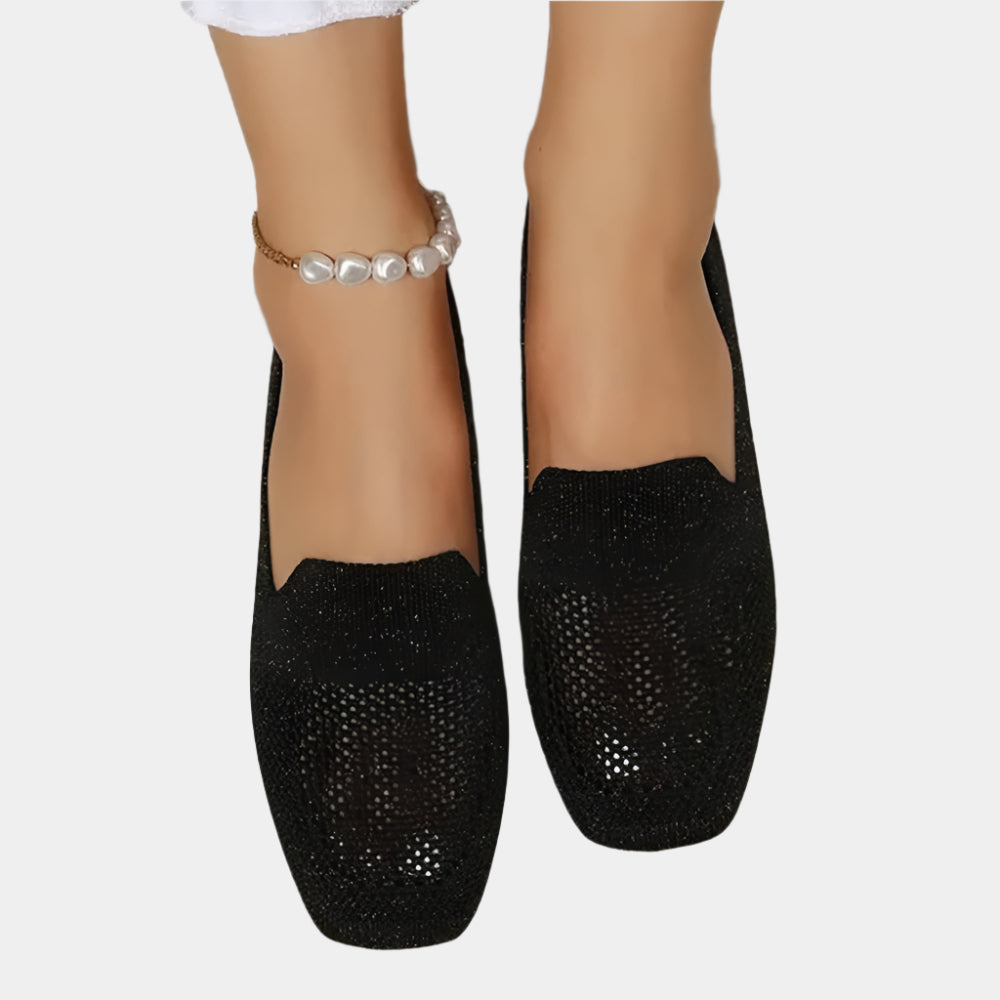 Gwyneth - Chaussures plates confortables et chics pour femmes Noir