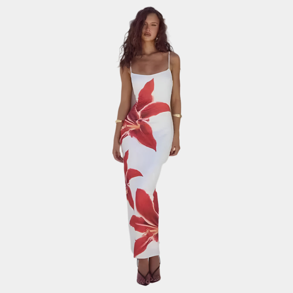 Amalia - Robe élégante et confortable pour femmes Blanc Rouge