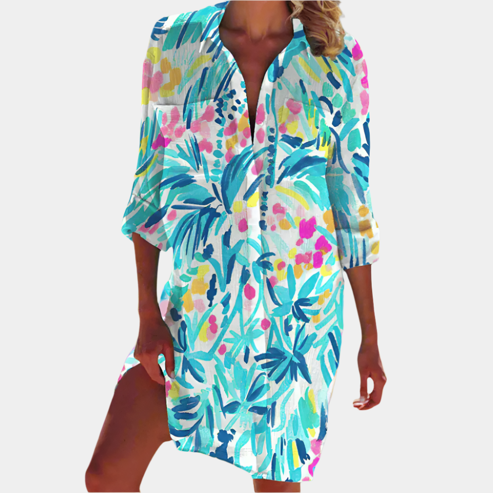 Lia - Robe élégante et premium pour femme Bleu Tropical