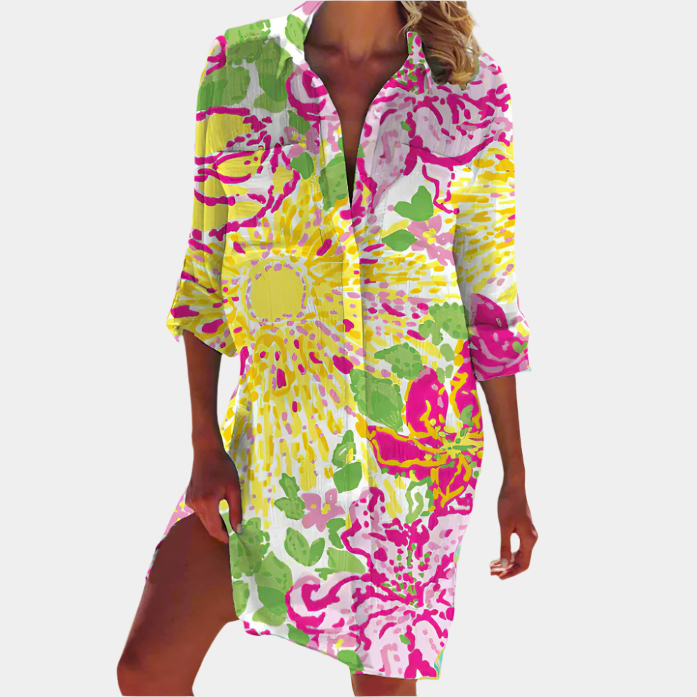 Lia - Robe élégante et premium pour femme Fleur Jaune