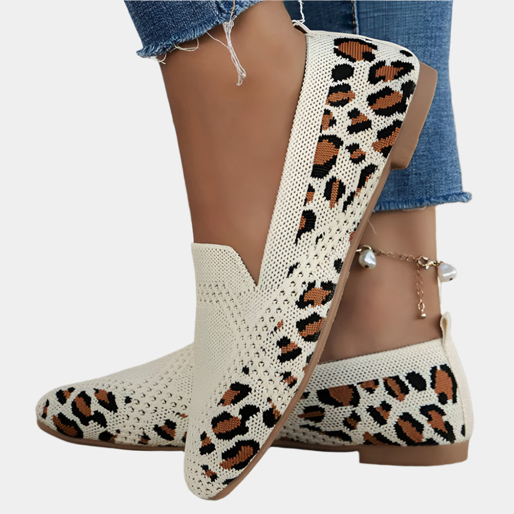Gwyneth - Chaussures plates confortables et chics pour femmes Léopard