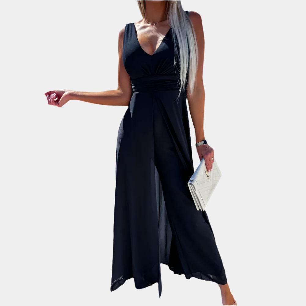 Annie - Élégante combinaison sans manches pour femme Noir