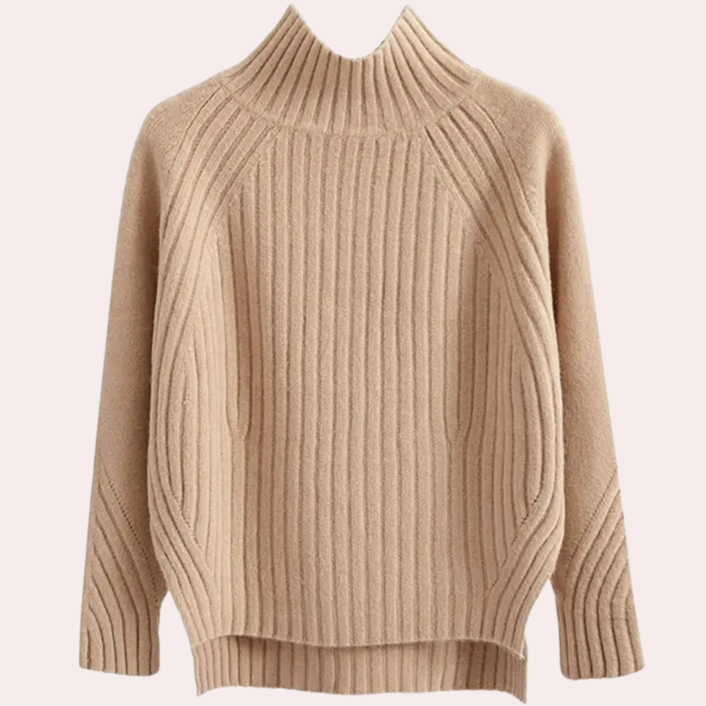 Élégance - Pull à col roulé en maille pour femmes Abricot
