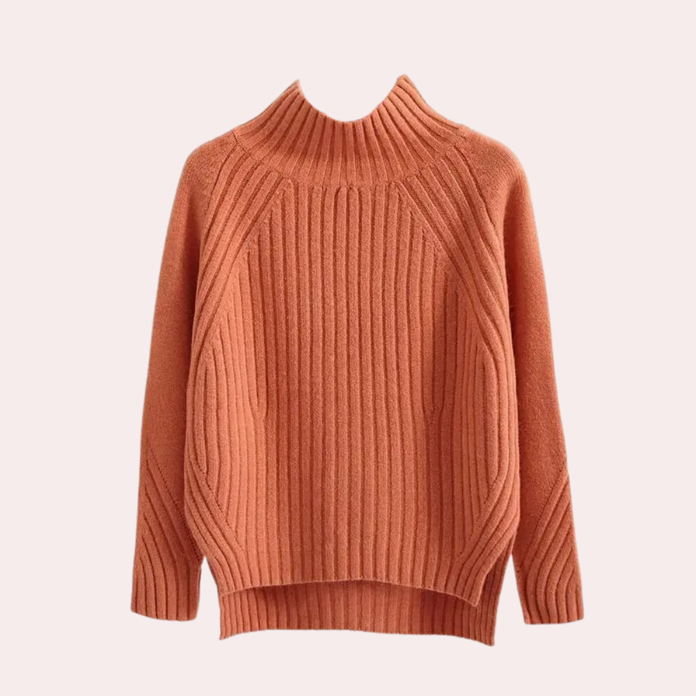 Élégance - Pull à col roulé en maille pour femmes Orange