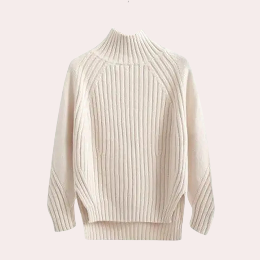 Élégance - Pull à col roulé en maille pour femmes Blanc