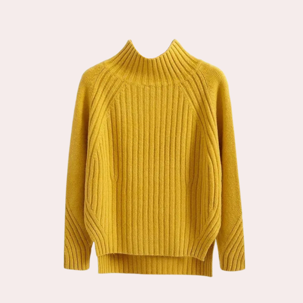 Élégance - Pull à col roulé en maille pour femmes Jaune