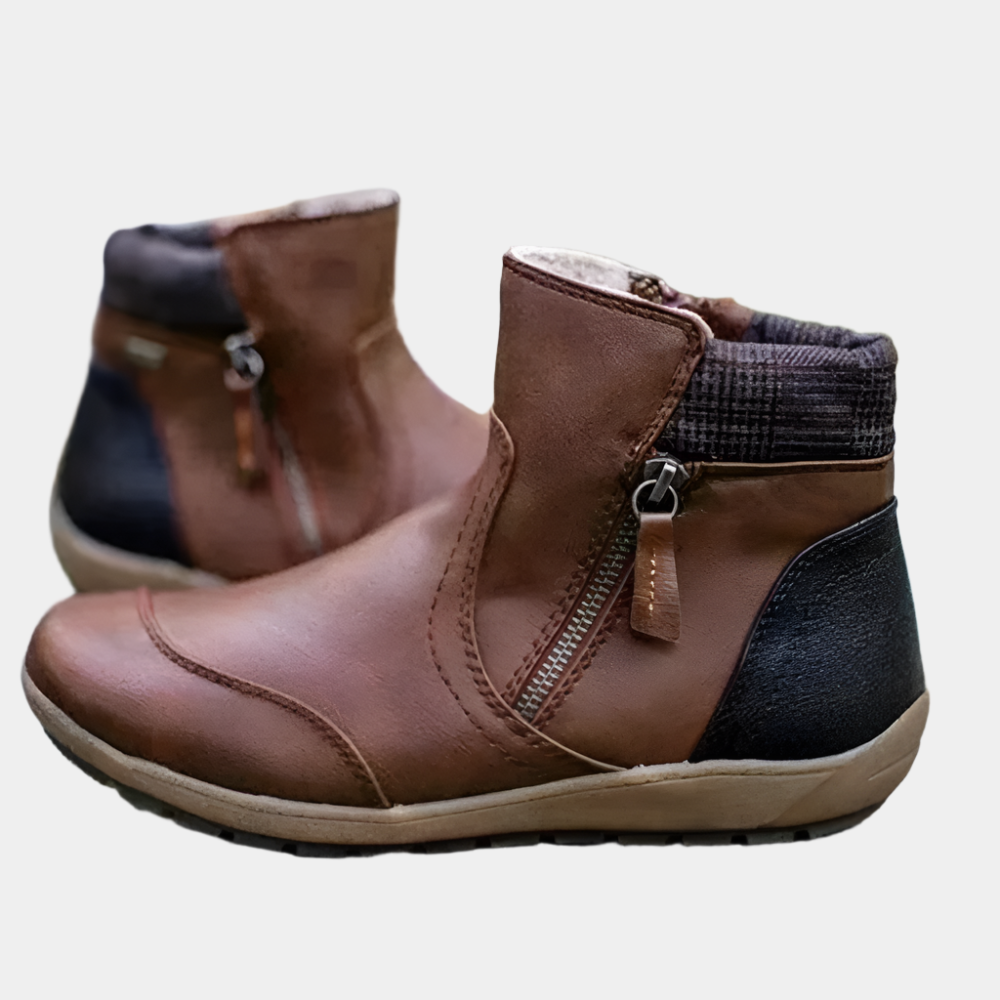 Sophie - Bottes tendance en cuir PU pour femmes Brun