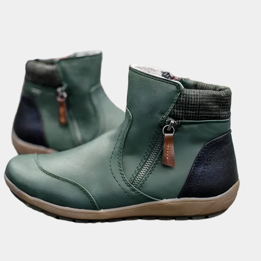 Sophie - Bottes tendance en cuir PU pour femmes Vert