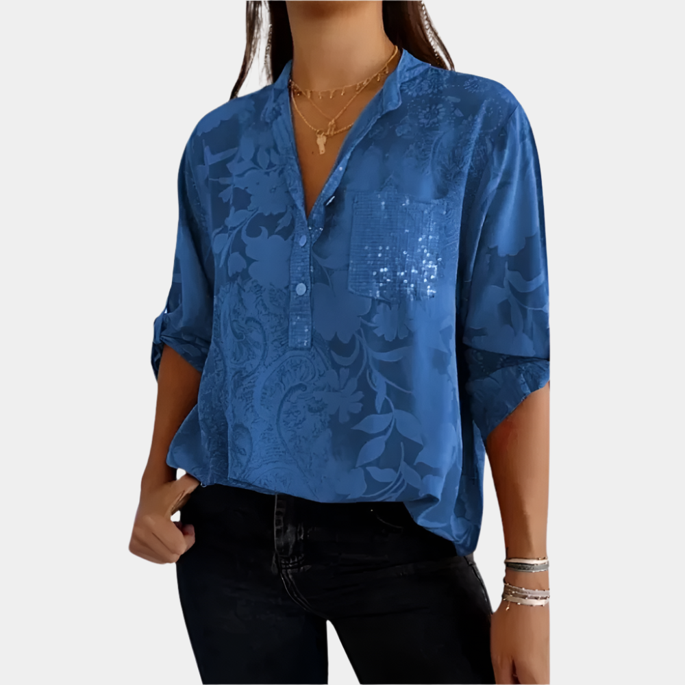 Nina - Elegant Manches longues pour femmes Bleu