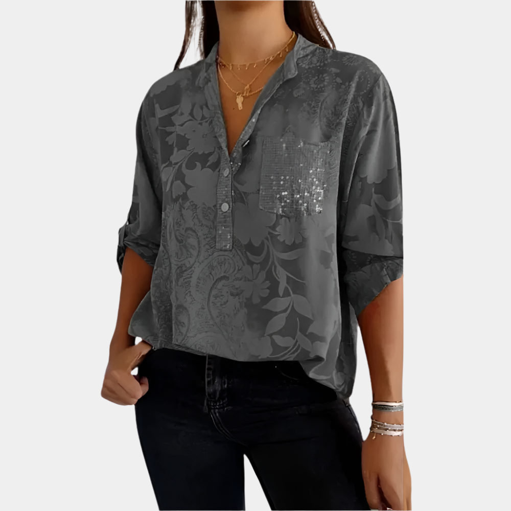 Nina - Elegant Manches longues pour femmes Gris