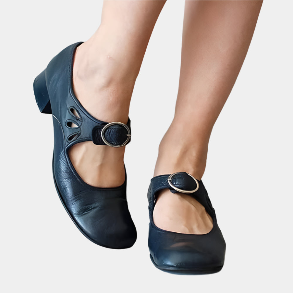 Élisa – Sandales en Cuir Élégantes et Ultra Confortables Bleu Marine