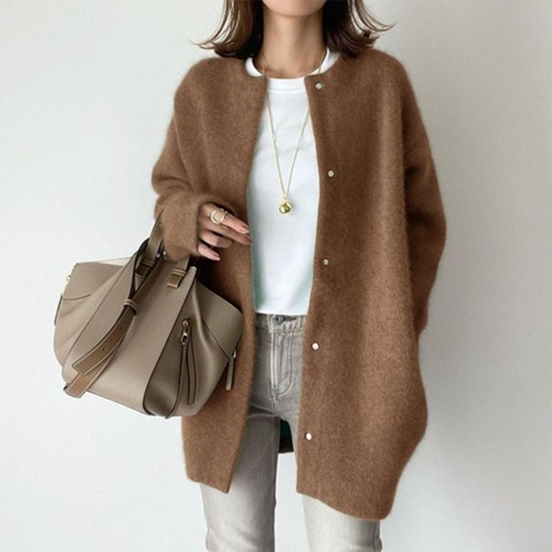 Celia – Cardigan Élégant et Confortable pour Femme Caramel