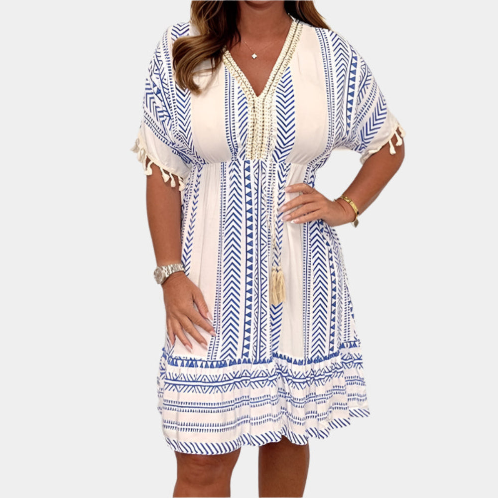 Anna - Robe bohème élégante Bleu Clair