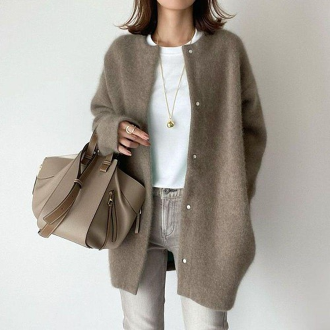Celia – Cardigan Élégant et Confortable pour Femme Café