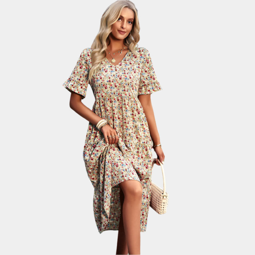 Ashley - Robe florale élégante pour femmes Abricot