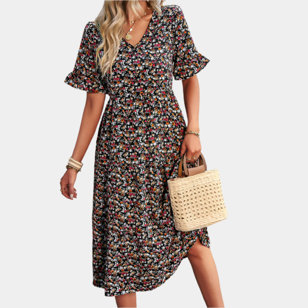 Ashley - Robe florale élégante pour femmes Noir