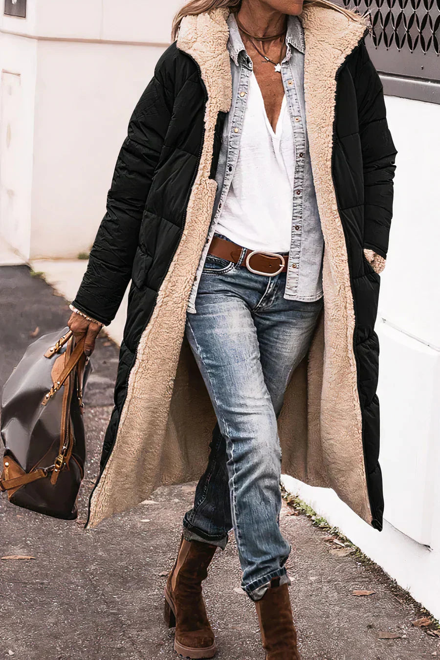 Nova – Parka Réversible Élégante et Chaude pour Femme Noir