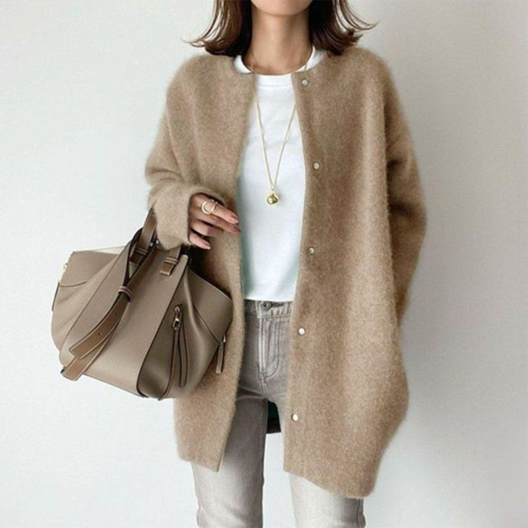 Celia – Cardigan Élégant et Confortable pour Femme Kaki