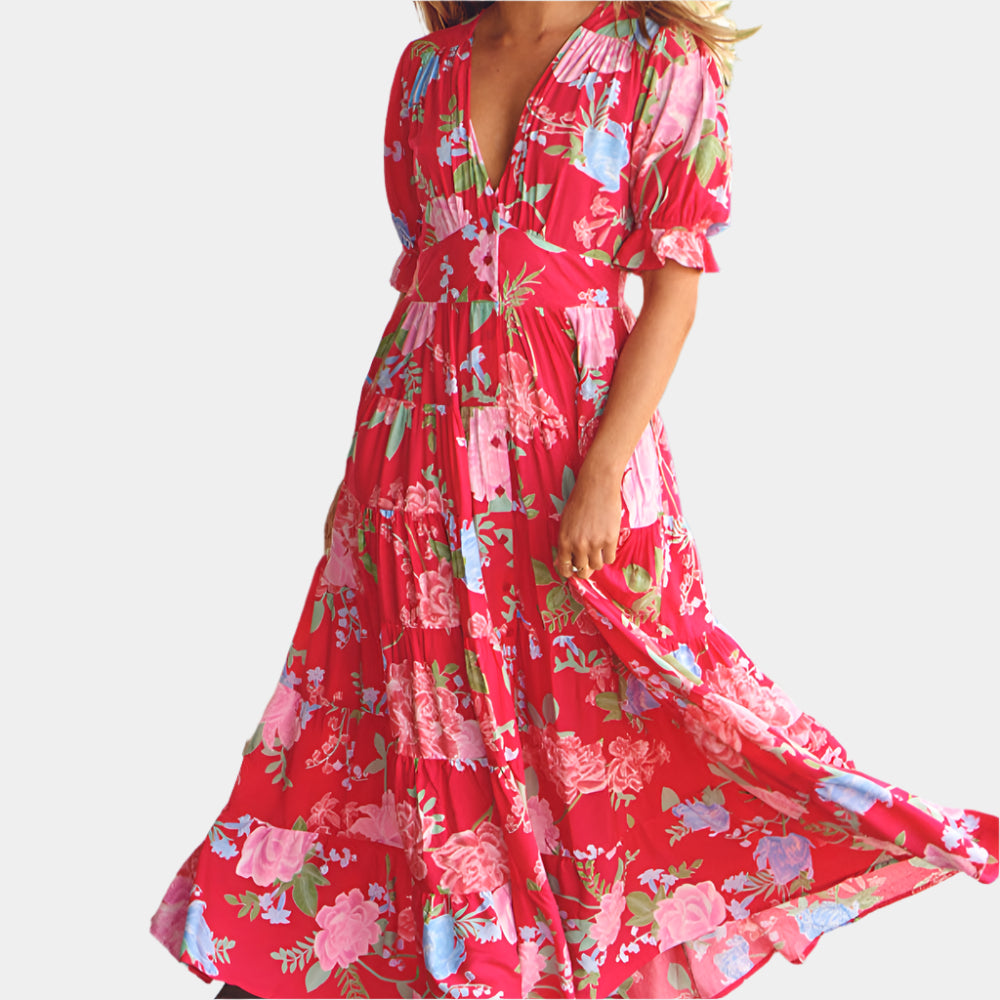 Marissa - Robe élégante et confortable pour femmes Rouge