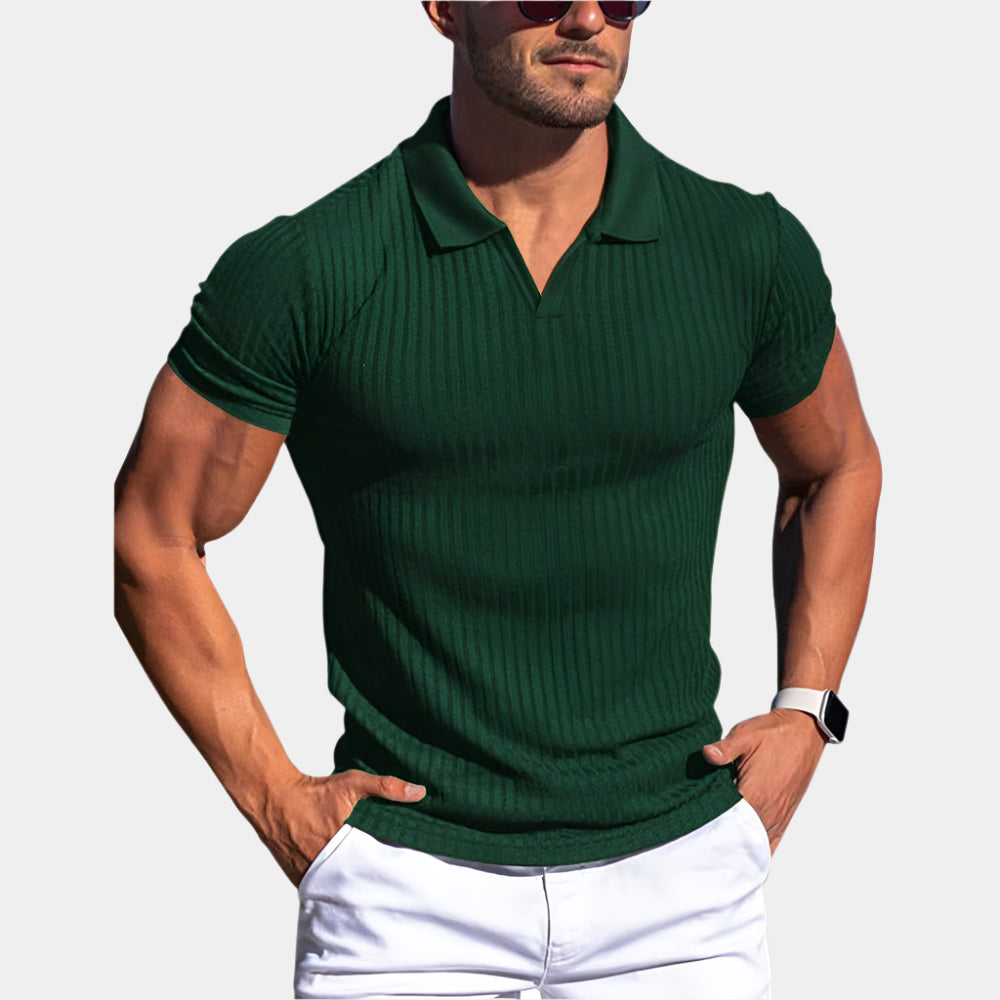 Zachary - Polo élégant avec col pour homme Vert