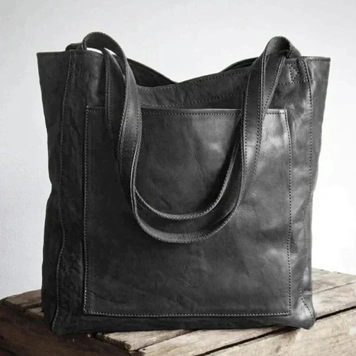 Léa - Sac à Bandoulière Élégant en Cuir Végan, Tendance et Polyvalent Noir