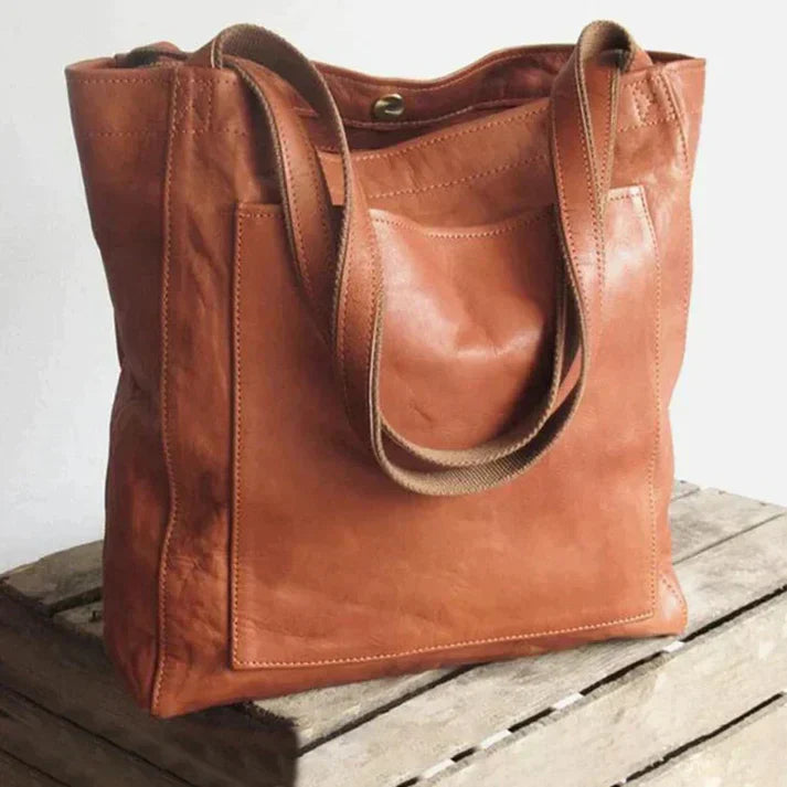 Léa - Sac à Bandoulière Élégant en Cuir Végan, Tendance et Polyvalent Marron
