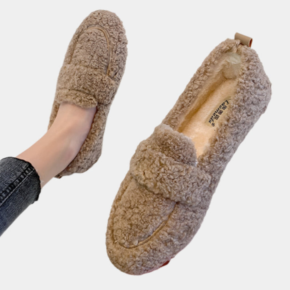 Saylor - Chaussures pelucheuses et confortables pour femmes Kaki