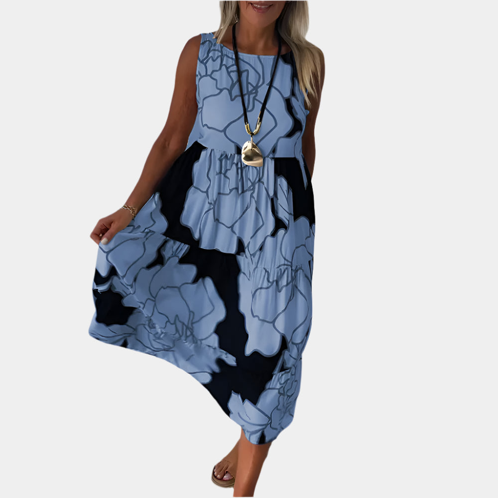 Abriella - Robe élégante et sans manches pour femmes Bleu