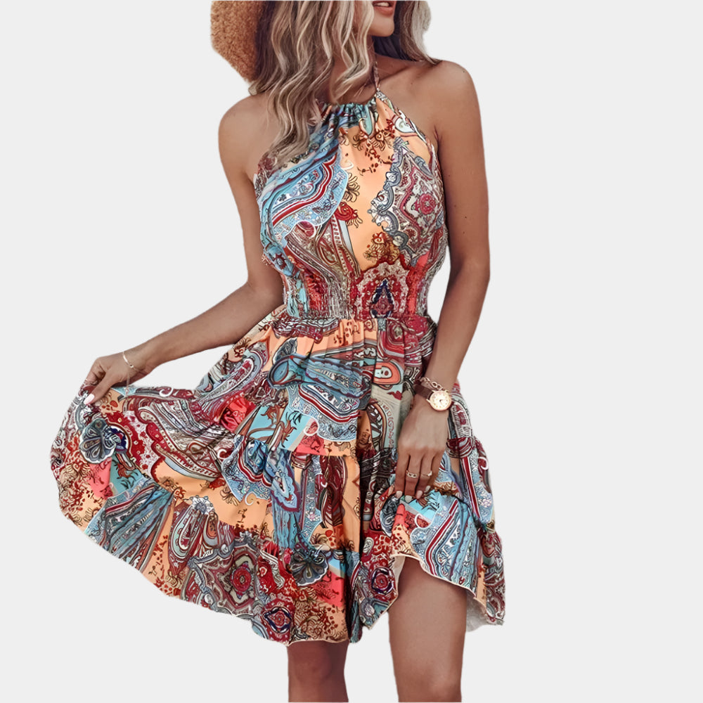 Solea - Robe d’été dos-nu bohème légère et tendance Bleu clair